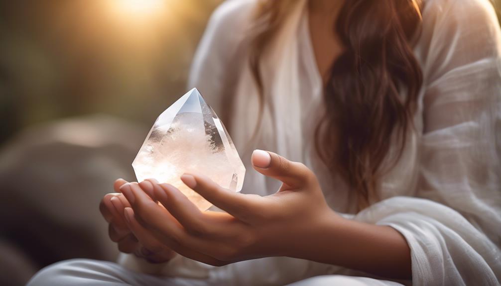 meditation with clear quartz